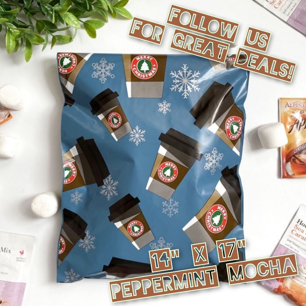 100 Peppermint Mocha Poly Mailers 14x17